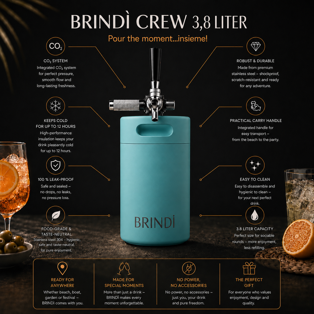 BRINDÌ Crew (3,8L) Mini Keg, Laguna - Salt Skin (türkis)